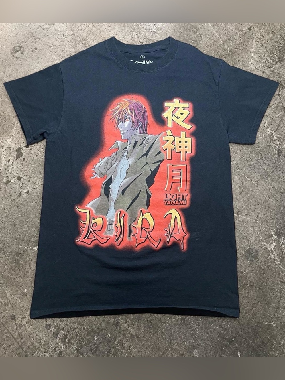 Graphic Black & Orange Light Yagami Death Note Anime Tee Men’s Small